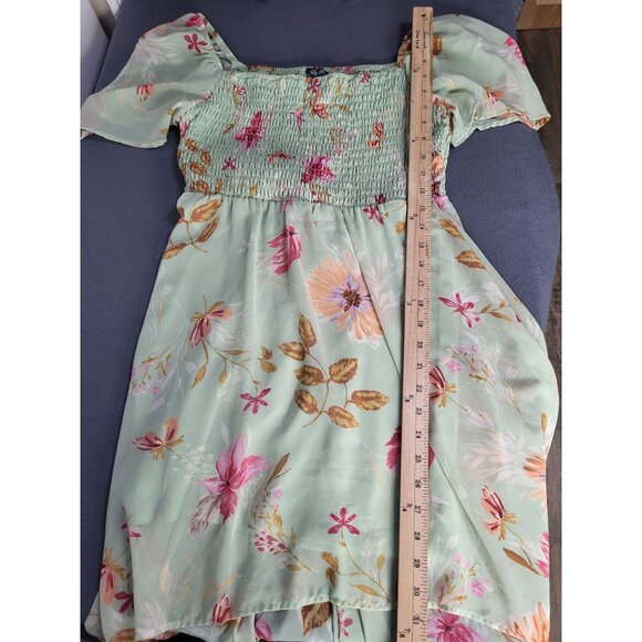 Lily Rose Women's LG Mint Green Floral Smocked High Low Dress Fairy Easter - Picture 8 of 9